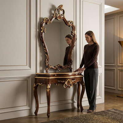 Console table, mirror, sideboard set, new wood, Italian furniture, Stile Elisa style