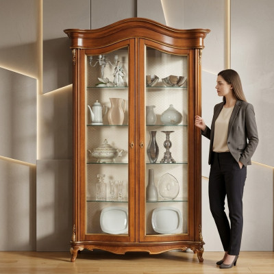 Solid wood display cabinet glass cupboard real wood showcase living room furniture sideboard new