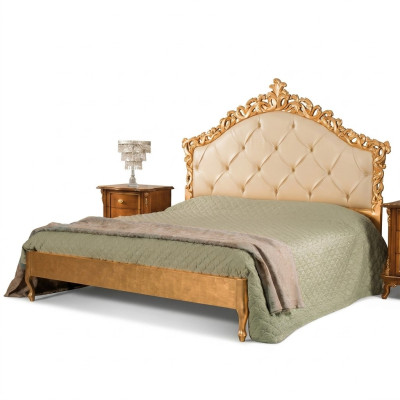 New luxurious Chesterfield double bed with carved headboard