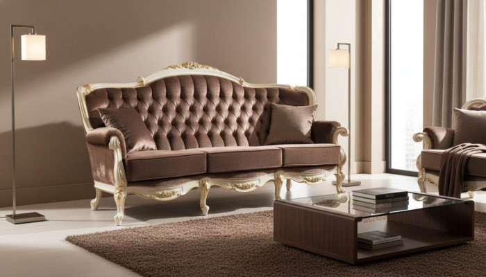 Italian-style three-seater sofa, living area fabric sofa, 3-seat couch, sofas