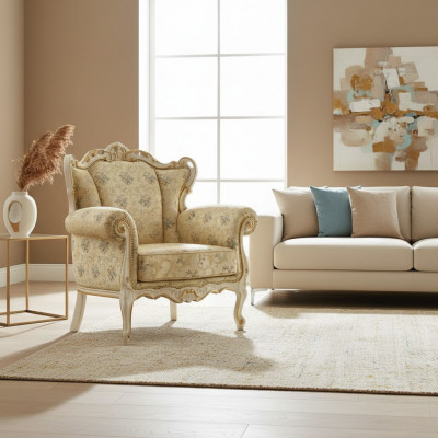 Wingback chair luxury fabric seat design upholstery StileElisa textile single seat new