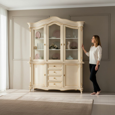 Display Cabinet Real Wood Sideboard Vitrine Solid Dining Room Furniture Solid Wood