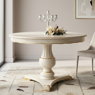 Round dining table, dining tables, dining table styles, Elisa dining tables, luxury furniture, wood.