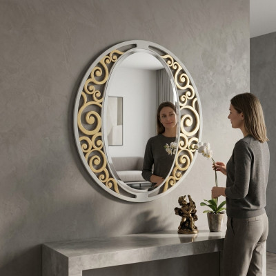 Classic oval wall mirror gold Italian furniture classic mirror new
