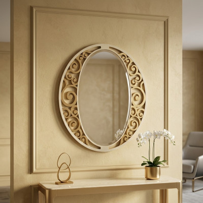Classic oval wall mirror gold Italian furniture classic mirror new