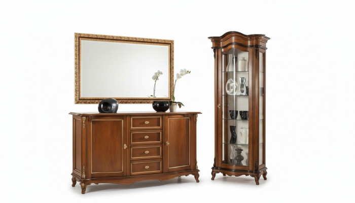 Dining Room Set: Display Cabinet, Wardrobe, Dresser, Mirror, Sideboard, Italian Furniture, 3-piece