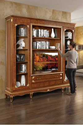 TV cabinet modular wall unit living room furniture TV wall unit solid wood modern real wood new