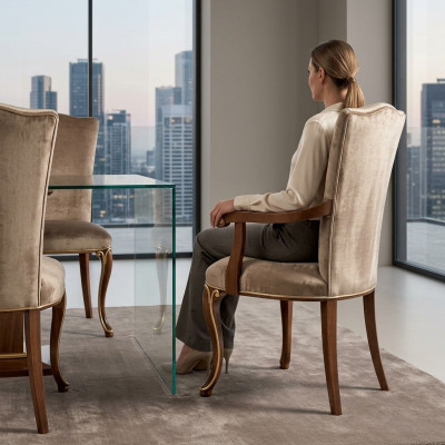 Chair 1 Seater Dining Room Wood Armchair Italian Furniture Design Classic Armchairs