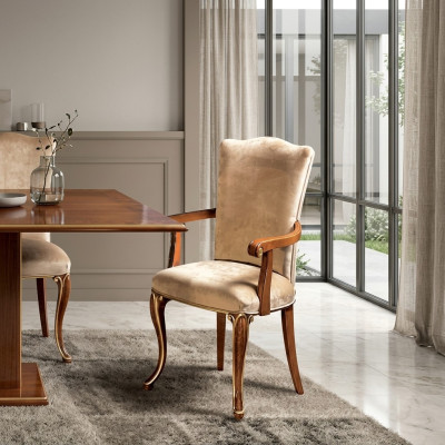 Chair 1 Seater Dining Room Wood Armchair Italian Furniture Design Classic Armchairs