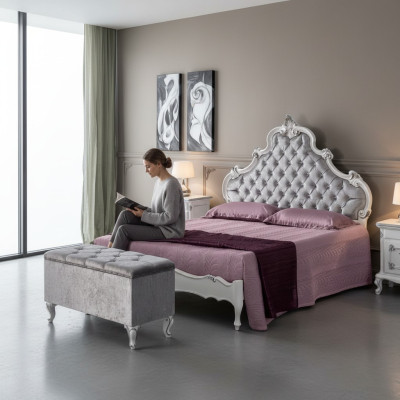 Bed bedroom design beds wood double bed Italian furniture Chesterfield
