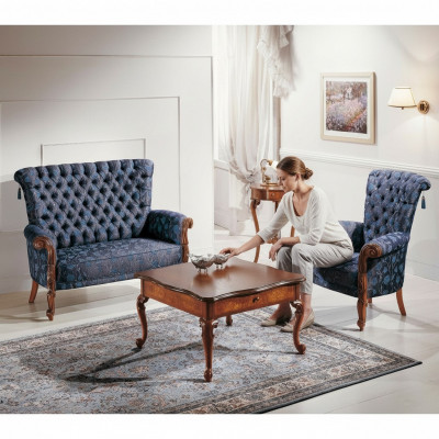 Italian sofa suite: sofa, 2 armchairs, coffee table, side table, 4-piece luxury set