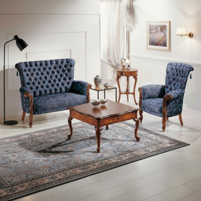 Italian sofa suite: sofa, 2 armchairs, coffee table, side table, 4-piece luxury set