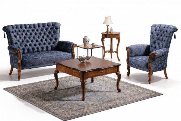 Italian sofa suite: sofa, 2 armchairs, coffee table, side table, 4-piece luxury set
