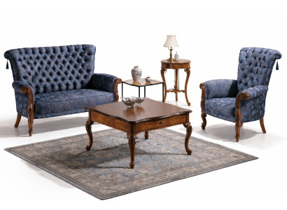 Italian sofa suite: sofa, 2 armchairs, coffee table, side table, 4-piece luxury set