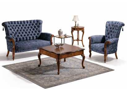 Italian sofa suite: sofa, 2 armchairs, coffee table, side table, 4-piece luxury set