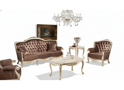 Classic living room furniture couch sofa armchair coffee table side table 4-piece set