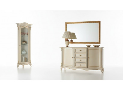 Living room display cabinet chest of drawers Italian mirror classic set 3-piece White New