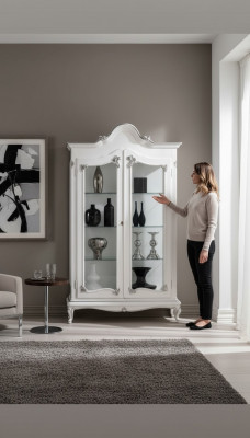 Display cabinet white glass cabinet design classic cabinet luxury wood furniture showcases new