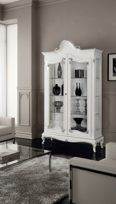 Display cabinet white glass cabinet design classic cabinet luxury wood furniture showcases new