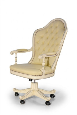 Office chair wood executive chair Chesterfield Italian furniture white swivel white new