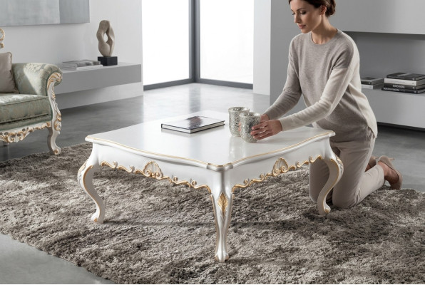 Coffee table side table living room wooden tables Italian style side table white