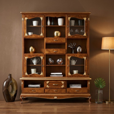 Bookshelf brown display cabinet bookcase showcase bookshelves shelves new
