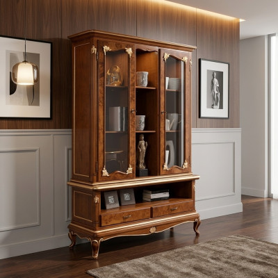 Display glass cabinet cabinets display cases wood sideboard Italian furniture brown