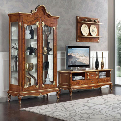 Italian living room wall unit RTV TV sideboard cabinet display cabinet wall shelf 3-piece set