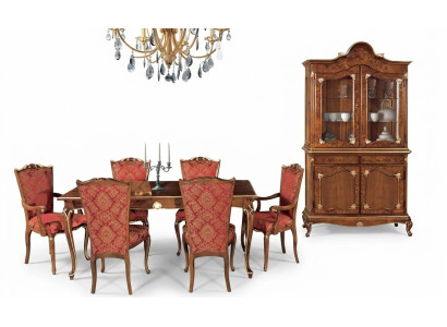 Italian dining room table + 6 upholstered chairs dining set dining furniture 7-piece set.