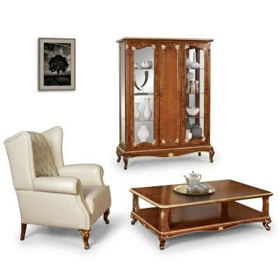 Classic display cabinet furniture living room set cabinet with coffee table display cabinet Italy