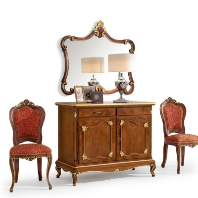Sideboard dresser mirror dresser drawers wood Art Deco luxury design set 2-piece