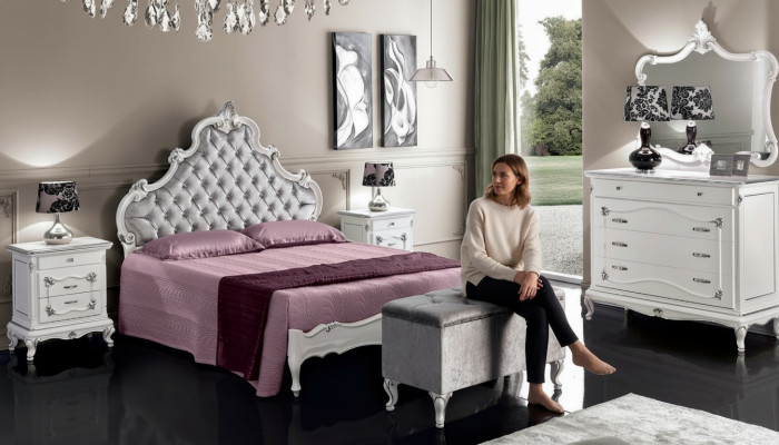 Classic furniture 6-piece bedroom set bed 2x nightstands stool dresser mirror