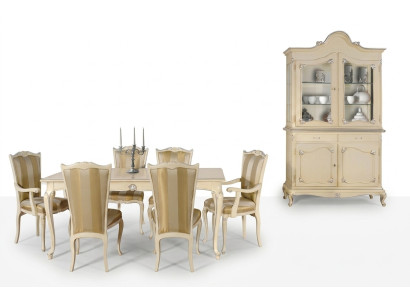 Table Set Ensemble Dining Table 6 Chairs Luxury Style Furniture 8-Piece Chair Group Display Cabinet