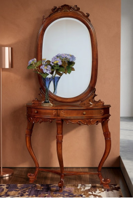 Italian furniture, 2-piece set, furniture style StileElisa, console table, mirror, wood, new.