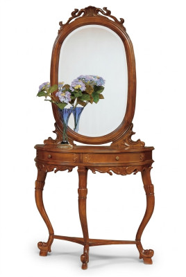 Italian furniture, 2-piece set, furniture style StileElisa, console table, mirror, wood, new.