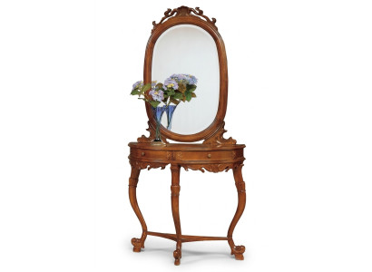 Italian furniture, 2-piece set, furniture style StileElisa, console table, mirror, wood, new.