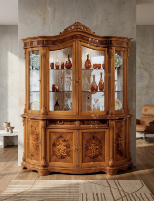 XXL Display Cabinet Solid Wood Vitrine Sideboard Italian Furniture Cabinets