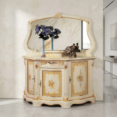Elegant style furniture bedroom chest of drawers cabinet classic sideboard with mirror