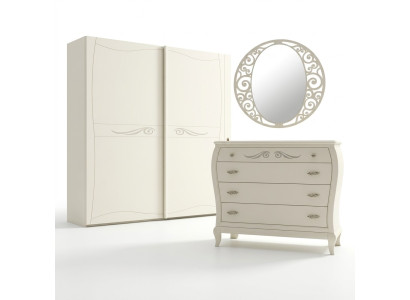 Sideboard cabinet with mirror sideboards wooden dressers furniture 2-piece white Italy