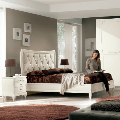 Bed bedroom set bed 2x nightstand wood classic Italian furniture 3-piece set