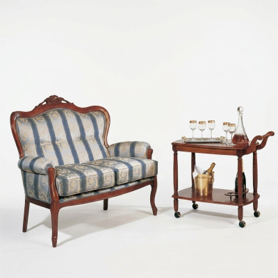 Two-seater sofa, 2-seater design sofas, upholstered classic seat fabric textile couch