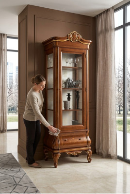 Display cabinet glass cupboard wood cabinets living room showcases Italian luxury furniture