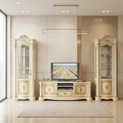 Living room 2x display cabinet wall unit cabinets design tv display cabinet set 3-piece cabinet new