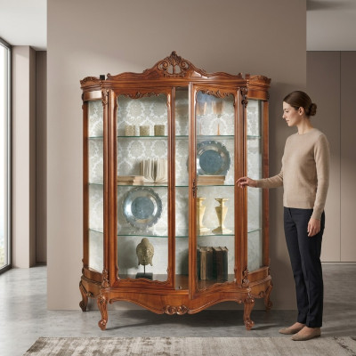 Glass cabinet display sideboard furniture wooden cabinet XXL luxury display wooden cabinet