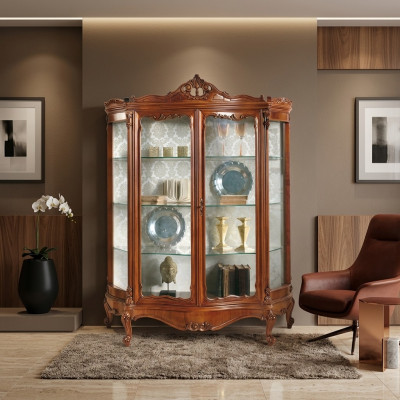 Glass cabinet display sideboard furniture wooden cabinet XXL luxury display wooden cabinet