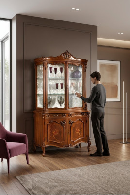 Display cabinet dining room sideboard solid wood cabinets Italian furniture glass cabinet new