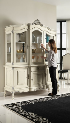 White showcase Italian luxury furniture display cabinet sideboard glass cabinets