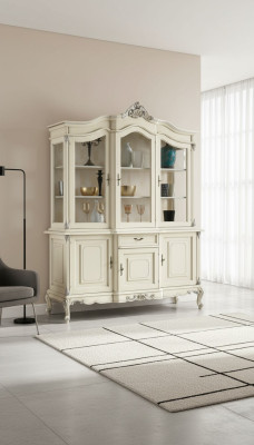 White showcase Italian luxury furniture display cabinet sideboard glass cabinets