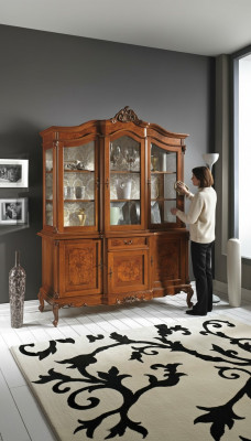 Display glass cabinet showcase living room wood sideboard Italian furniture shelf