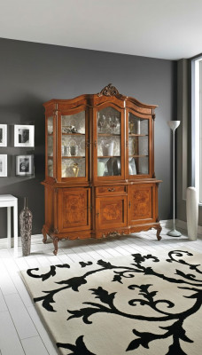 Display glass cabinet showcase living room wood sideboard Italian furniture shelf